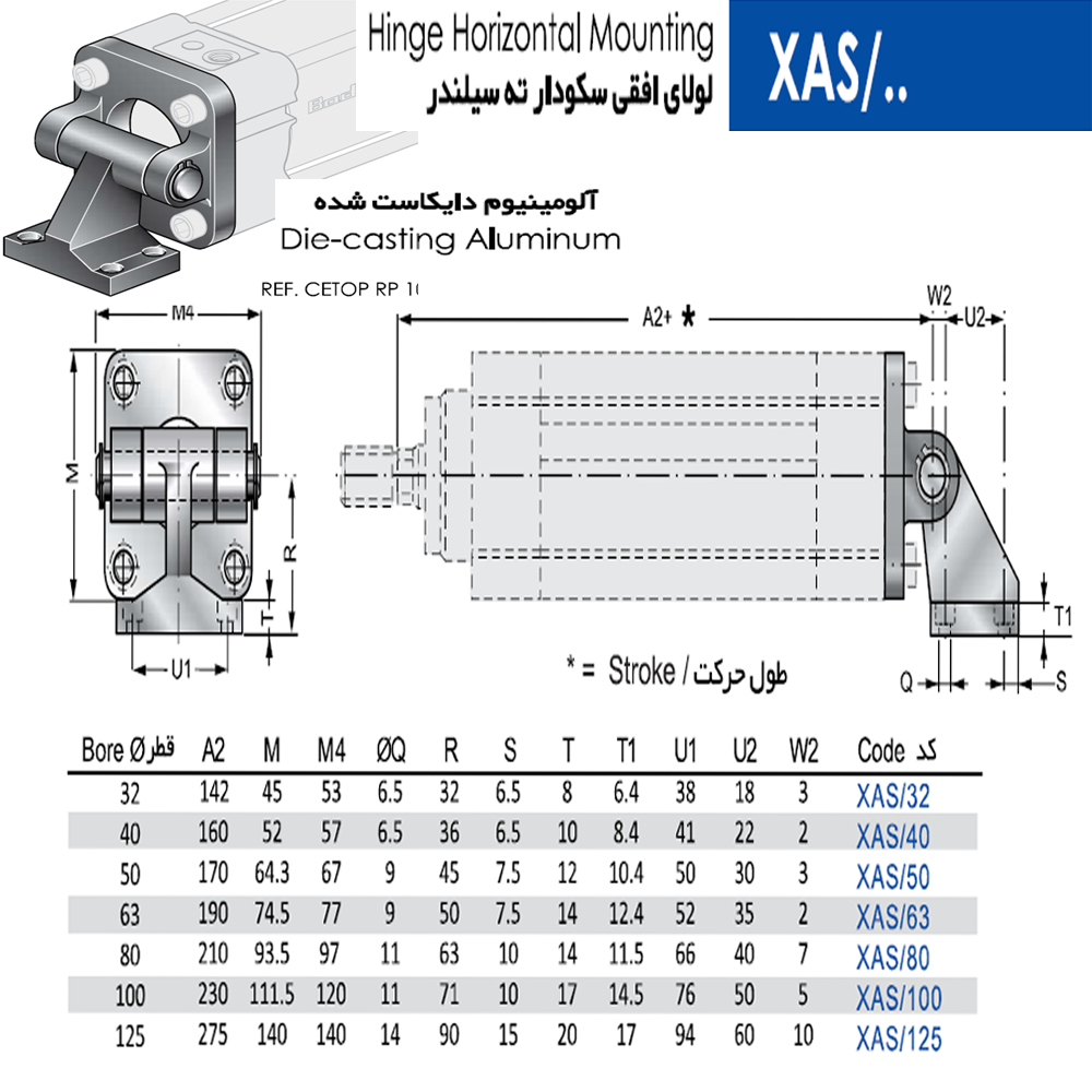 مشخصات لولای سکودار سیلندر بادران پنوماتیک